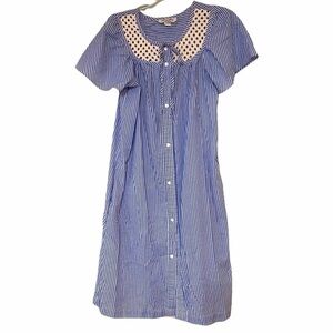 Vintage Lara Dee Nightgown Gingham Stripe Sz Small